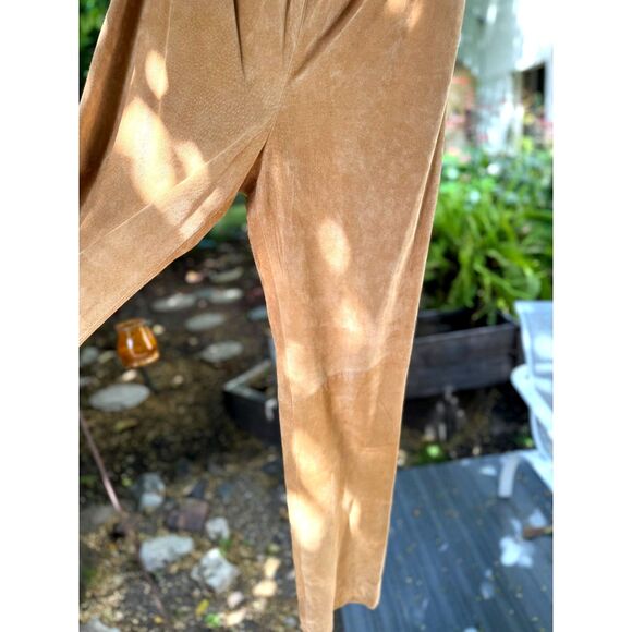Sienna Studio Camel !00% Suede Leather Fully Lined Elastic Waistband Pants SZ L - Picture 6 of 10